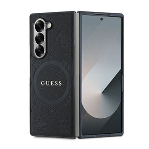 Galaxy Z Fold 6 Kılıf Guess Magsafe Uyumlu Saffiano Metal Logolu Kapak Siyah
