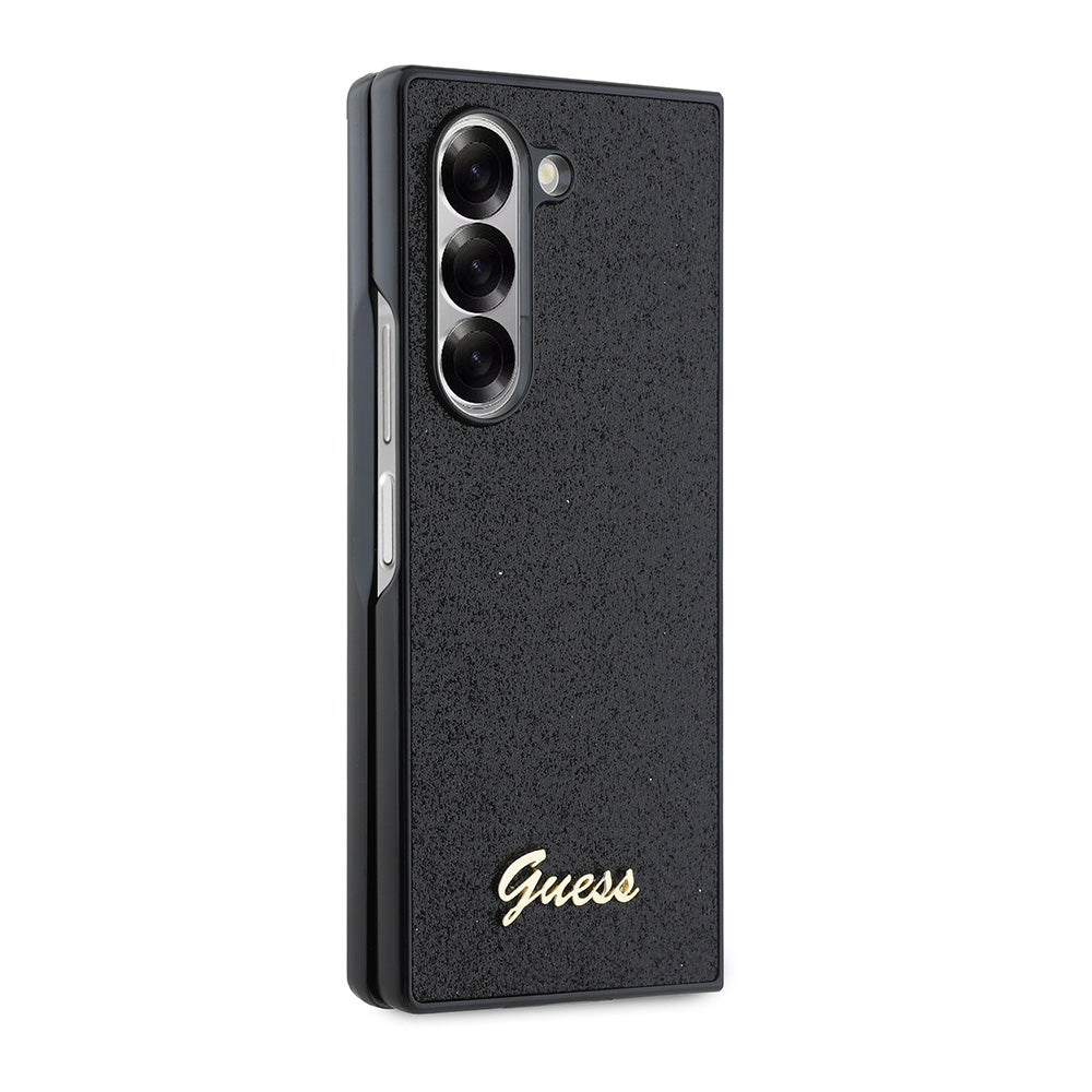Galaxy Z Fold 6 Kılıf Guess Yazı Logolu Glitter Script Kapak Siyah