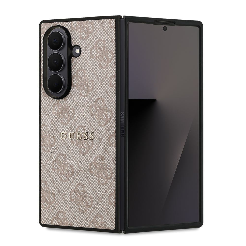 Galaxy Z Fold 7 Kılıf Guess M-safe Uyumlu 4G Desen Yazı Logolu Kapak Pembe