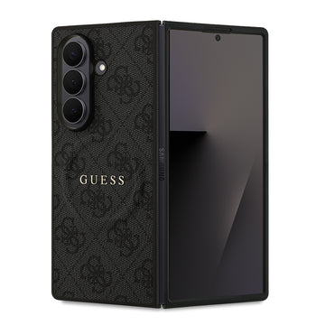 Galaxy Z Fold 7 Kılıf Guess M-safe Uyumlu 4G Desen Yazı Logolu Kapak Siyah