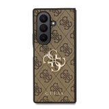 Galaxy Z Fold 7 Kılıf Guess PU Deri Büyük Metal Logolu Kapak Kahverengi