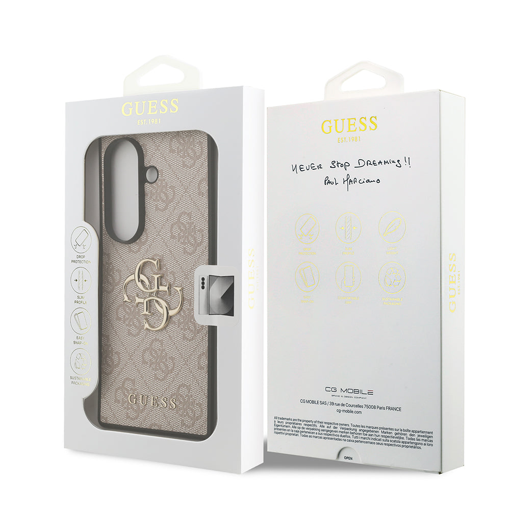 Galaxy Z Fold 7 Kılıf Guess PU Deri Büyük Metal Logolu Kapak Pembe